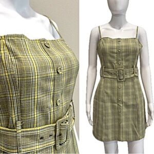 Urban Outfitters Plaid Pinafore Size Small Belted School Girl Y2K Overalls Dress